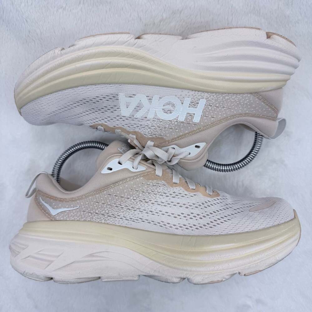 HOKA Bondi 8 Women's Oat Milk Barley Running Shoes Size 8 Max Cushion Sneakers - Picture 5 of 10